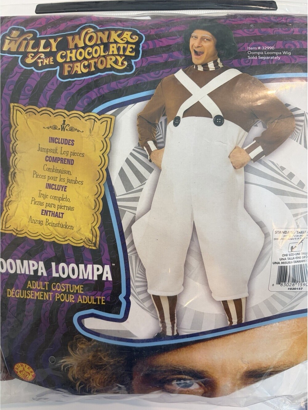 Charlie & Chocolate Factory Oompa Loompa Deluxe Costume Adult OS Wig Included